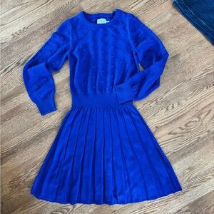 Eliza J Royal Blue Knit Pom-Pom Pleated Dress
